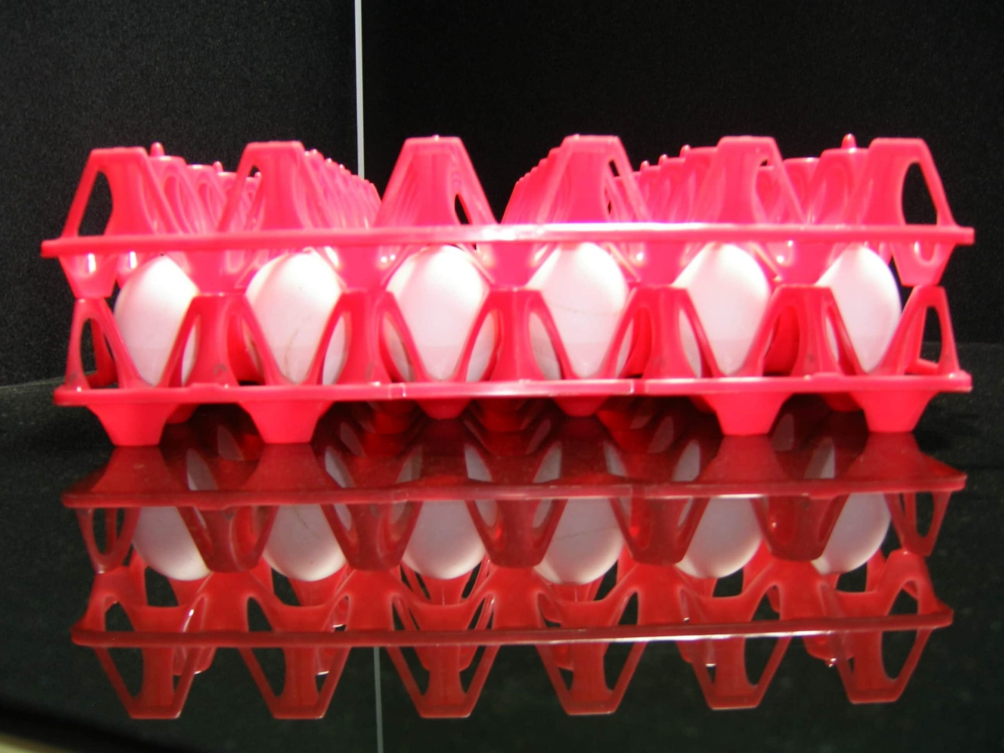 plastic egg trays with eggs